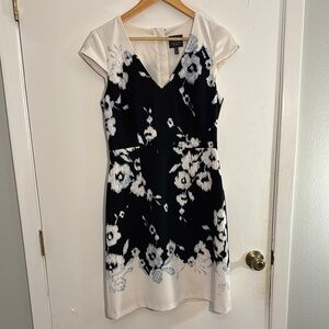 EUC Adrianna Papell - Black and White Floral Dress